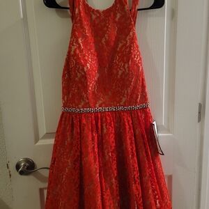 Elegant Red Lace Kids Dress